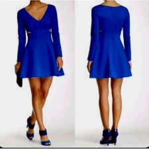 Halston Heritage Cobalt Blue Long Sleeve Dress